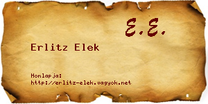 Erlitz Elek névjegykártya